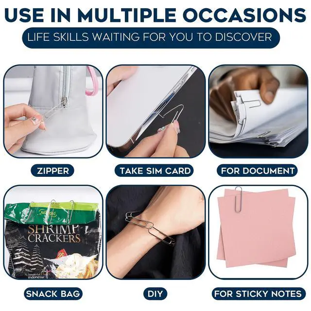 Alt view image 3 of 6 - 500 Pack Paper Clips by 3 Assorted Sizes Silver Small & Large