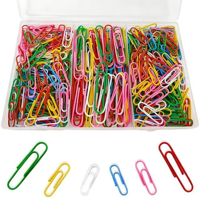 Main image of Paper Clips,400 Pack Small Medium and Jumbo Colored Paperclips1.1 in &1.3 in & 2 in,Assorted Colored Coated Paper Clips, Reusable Paperclips for Paperwork Office School Document Organizing