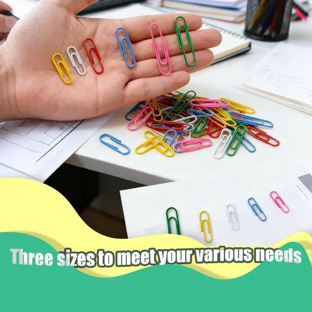 Alt view image 4 of 7 - Paper Clips,400 Pack Small Medium and Jumbo Colored Paperclips1.1 in &1.3 in & 2 in,Assorted Colored Coated Paper Clips, Reusable Paperclips for Paperwork Office School Document Organizing