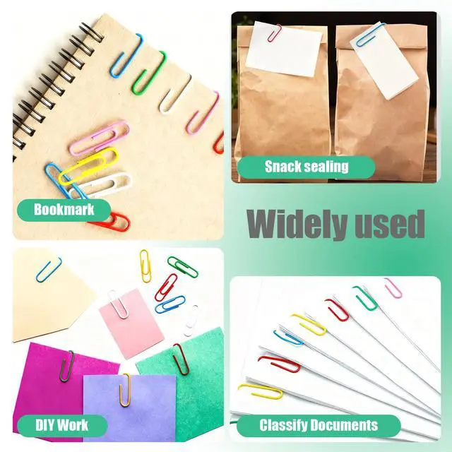 Alt view image 5 of 7 - Paper Clips,400 Pack Small Medium and Jumbo Colored Paperclips1.1 in &1.3 in & 2 in,Assorted Colored Coated Paper Clips, Reusable Paperclips for Paperwork Office School Document Organizing