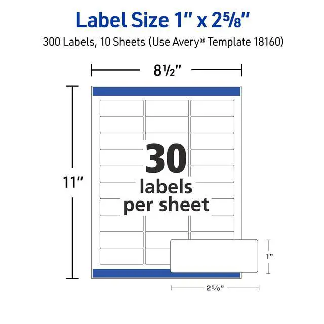 Alt view image 7 of 7 - Easy Peel Printable Address Labels, Sure Feed Technology, 1" x 2-5/8" Customizable Stickers, White, 300 Blank Mailing Labels, Great for Mailing, Shipping, and More (18160)