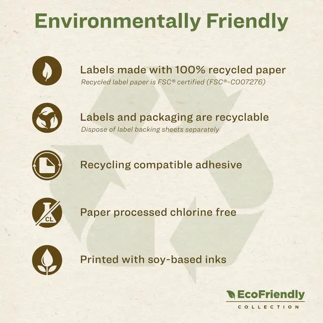 Alt view image 4 of 7 - EcoFriendly Recycled Address Labels, 1" x 2-5/8", White, Permanent Label Adhesive, 300 Printable Labels (48860)