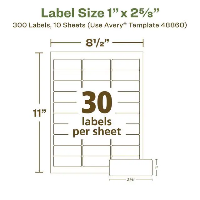 Alt view image 5 of 7 - EcoFriendly Recycled Address Labels, 1" x 2-5/8", White, Permanent Label Adhesive, 300 Printable Labels (48860)