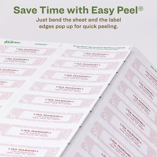 Alt view image 7 of 7 - EcoFriendly Recycled Address Labels, 1" x 2-5/8", White, Permanent Label Adhesive, 300 Printable Labels (48860)