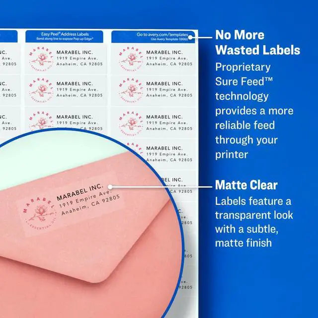 Alt view image 2 of 5 - Clear Easy Peel Address Labels for Laser Printers 1" x 2-5/8", Pack of 300 (15660)