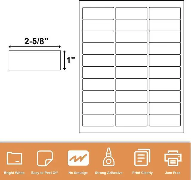 Alt view image 2 of 7 - 1" X 2-5/8" 30 Up Mailing Labels for Laser/Inkjet Printer, Address Labels, Shipping mailing Labels, 30 per Sheet Return Address Labels (25 Sheets - 750 Labels)