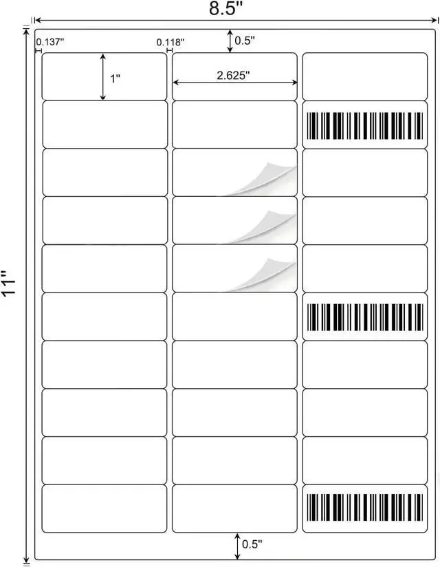 Alt view image 2 of 7 - 3000 Address Labels, BESTIKER 1 x 2-5/8 Printable Mailing Label for Envelopes, 30up Labels White Stickers for Laser Inkjet Printers, FBA Barcode Label 100 Sheets