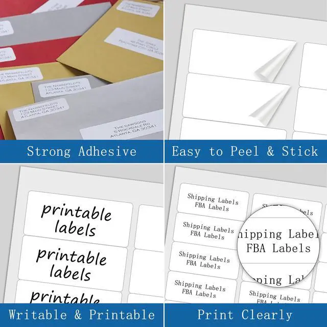 Alt view image 4 of 7 - 3000 Address Labels, BESTIKER 1 x 2-5/8 Printable Mailing Label for Envelopes, 30up Labels White Stickers for Laser Inkjet Printers, FBA Barcode Label 100 Sheets