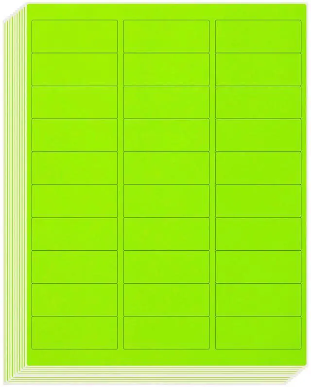 Main image of 1" x2-5/8 Fluorescent Green Labels 900 Labels 30 Sheets