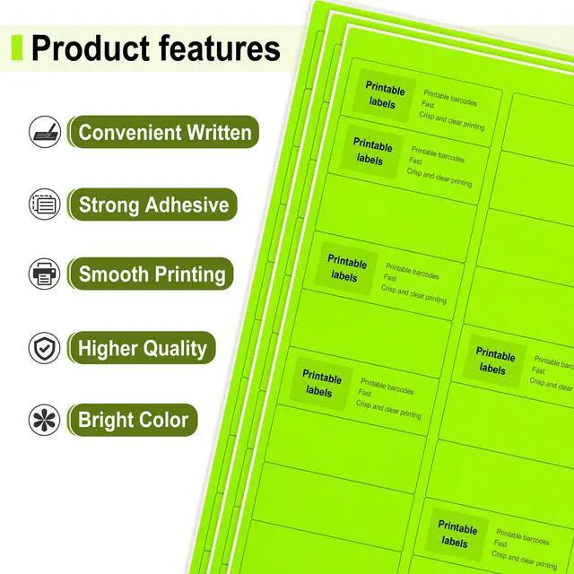 Alt view image 2 of 7 - 1" x2-5/8 Fluorescent Green Labels 900 Labels 30 Sheets
