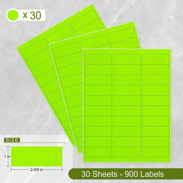 Alt view image 3 of 7 - 1" x2-5/8 Fluorescent Green Labels 900 Labels 30 Sheets