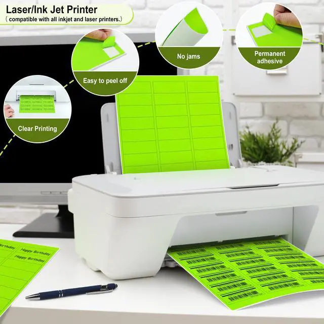 Alt view image 5 of 7 - 1" x2-5/8 Fluorescent Green Labels 900 Labels 30 Sheets