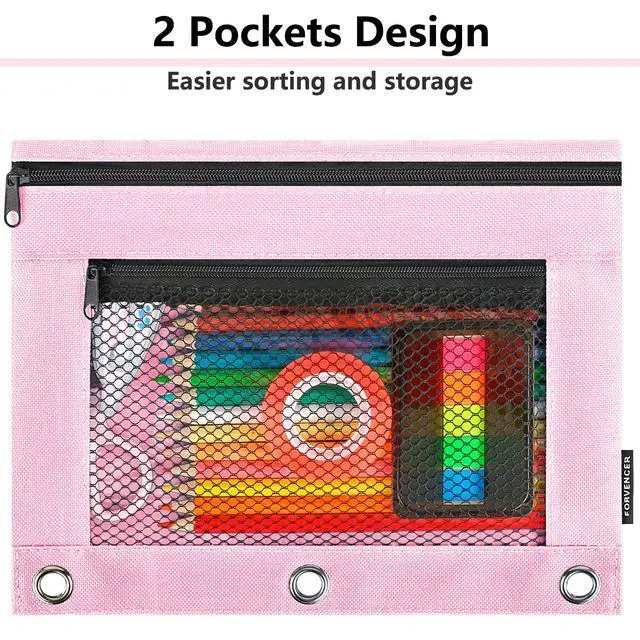 Alt view image 2 of 7 - Pencil Pouch for 3 Ring Binder, Large Zipper Pencil Pouch Bag
