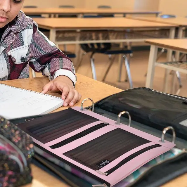 Alt view image 3 of 7 - Pencil Pouch for Binder, Pencil Case, 3 Ring Binder Pencil Pouch with 3 Pockets and Mesh Window, Zipper Pencil Pouch, Durable Organizer for School Supplies, Cables, Earbuds, Makeup, Pink