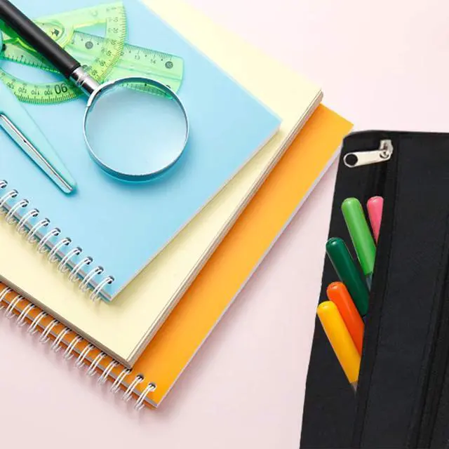 Alt view image 7 of 7 - Pencil Pouch 3 Ring Binder Pouch Zippered Pencil Case Canvas Pencil Bag with 2 Compartments (Set of 2, Black)