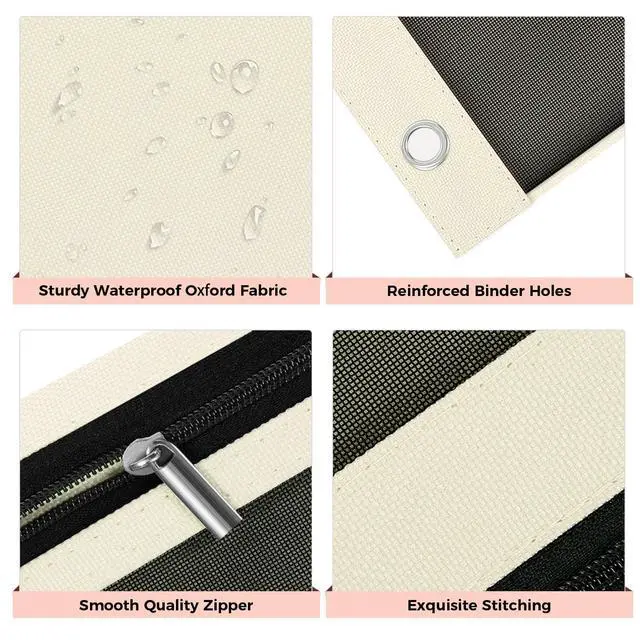 Alt view image 4 of 7 - 3 Ring Pencil Pouch for Binder, Zipper Binder Pencil Pouch with 3 Pockets and Mesh Window, Durable Organizer for School Supplies, Cables, Earbuds, Makeup