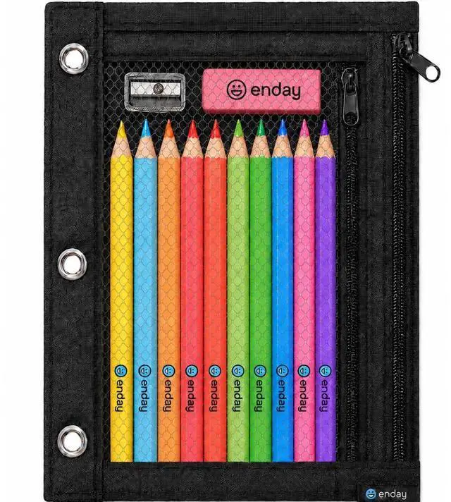 Main image of Black Pencil Pouch For 3 Ring Binder, Zippered Binder Pencil Pouches, 3 Ring Pencil Pouch for Binder, Pencil Case for Binder, Large Pencil Bags for School, Home, and Office