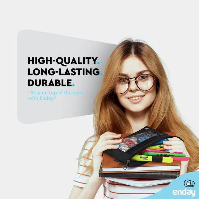 Alt view image 2 of 7 - Black Pencil Pouch For 3 Ring Binder, Zippered Binder Pencil Pouches, 3 Ring Pencil Pouch for Binder, Pencil Case for Binder, Large Pencil Bags for School, Home, and Office