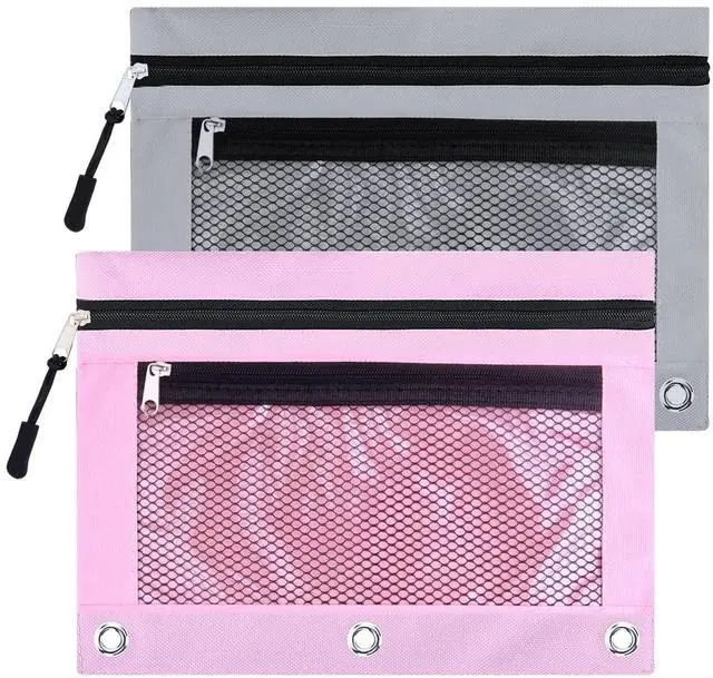 Main image of AHOME 3 Ring Binder Pencil Pouchs, Zippered Pencil Pouch Double Pocket Pencil Pouch 3 Ring with Clear Window
