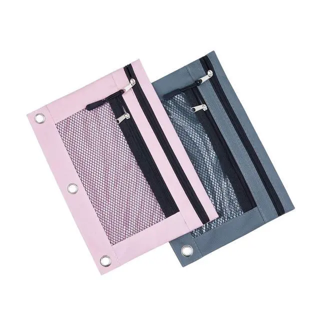 Alt view image 7 of 7 - AHOME 3 Ring Binder Pencil Pouchs, Zippered Pencil Pouch Double Pocket Pencil Pouch 3 Ring with Clear Window