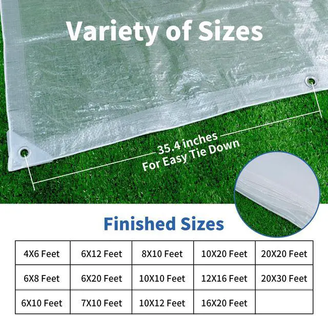 Alt view image 6 of 7 - Clear Tarp 6x12ft Small Tarp Waterproof Clear Plastic Tarps