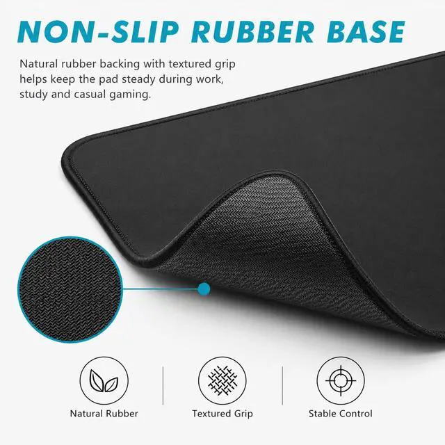 Alt view image 6 of 7 - Mouse Pad 11 x 8.7 in, Smooth & Stable Mousepad with Stitched Edges and Non-Slip Base, Smooth Cloth Surface Computer Black Mouse Pad. Clean Desk Essential for Work, Study & Home Office