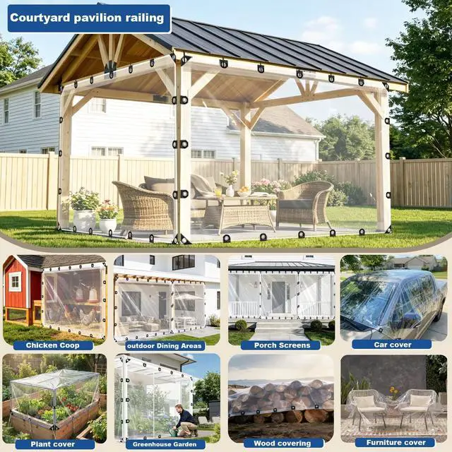 Alt view image 3 of 7 - Clear Tarp 4x6ft, Clear Tarps with Grommets, 8 MiL Heavy Duty Waterproof with Reinforced Edge for Plant Greenhouse, Balcony, Garden, Pet Hutch, Roof.