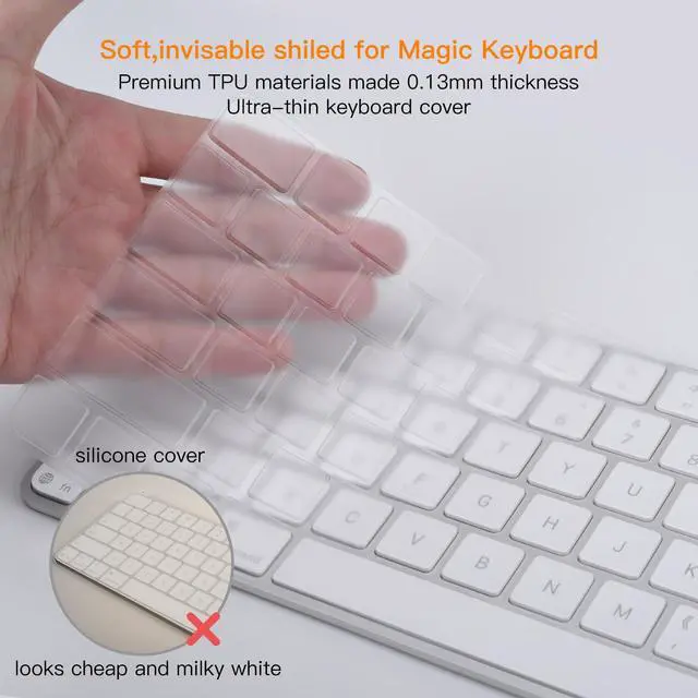 Alt view image 3 of 6 - Keyboard Cover for 2024 Apple Magic Keyboard with Touch ID & Numeric Keypad Model A3119 Ultra Thin Clear TPU Protector iMac M4 Accessories
