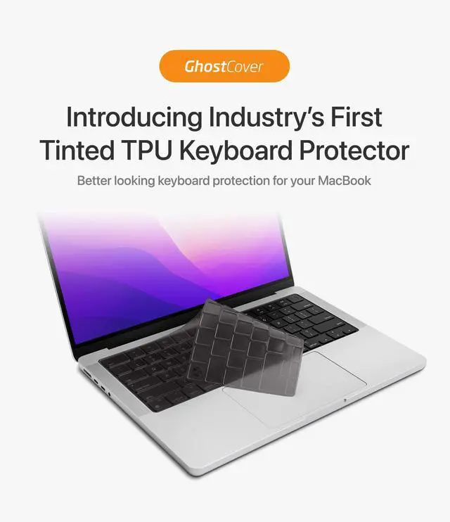 Alt view image 2 of 7 - GhostCover Original Premium Ultra Thin Keyboard Cover Protector, Compatible with 2021-2026 MacBook Pro 14"/16" M1-M5 Pro/Max, 2022-2026 M2-M5 MacBook Air 13"/15", US ANSI Layout, Translucent