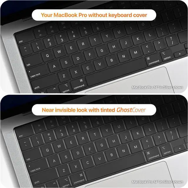 Alt view image 4 of 7 - GhostCover Original Premium Ultra Thin Keyboard Cover Protector, Compatible with 2021-2026 MacBook Pro 14"/16" M1-M5 Pro/Max, 2022-2026 M2-M5 MacBook Air 13"/15", US ANSI Layout, Translucent