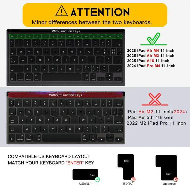 Alt view image 2 of 7 - Premium Keyboard Cover Ultra Thin for 2026 Magic Keyboard(iPad Air 11 M4 M3 & Pro 11 M5 M4), Magic Keyboard Folio(iPad A16 & iPad 10th Gen), iPad Pro 11-in Protector Skin Accessories
