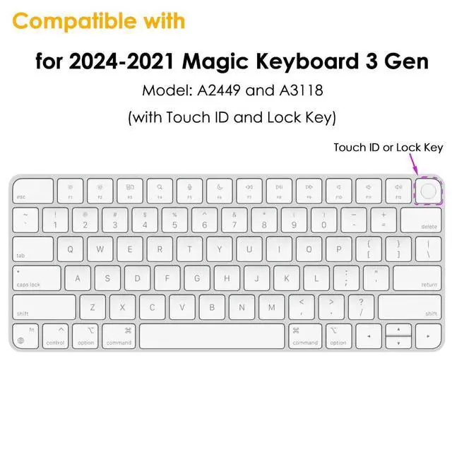 Alt view image 2 of 7 - Keyboard Cover Skin for 2024-2021 Apple Magic Keyboard 3 with Touch ID A3118 A2449 Ultra Thin Silicone Keyboard Protector for iMac 24'' / Mac mini M4 M2 M1 Chip Keyboard Accessories (Clear)