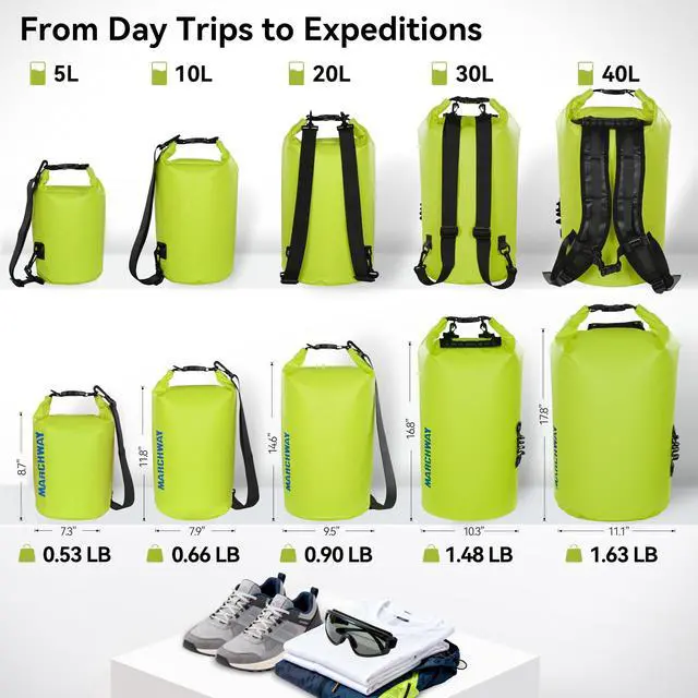 Alt view image 4 of 7 - Floating Waterproof Dry Bag Backpack 5L/10L/20L/30L/40L, Roll Top Sack Keeps Gear Dry for Kayaking, Rafting, Boating, Swimming, Camping, Hiking, Beach, Fishing (Bright Yellow, 5L)