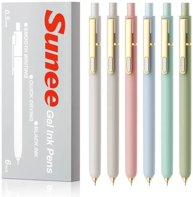Main image of Gel Pens, 6 Pack 0.5mm Pens Fine Point Smooth Writing Pens with Quick-Dry Black Ink, Cute Aesthetic School Office Note-Taking Pens for Journaling - Morandi
