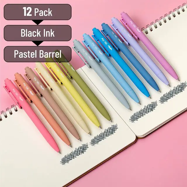 Alt view image 2 of 7 - Retractable Gel Pens, 12 Pack, Black Ink, Fine Point 0.5mm