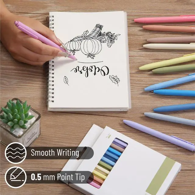 Alt view image 3 of 7 - Retractable Gel Pens, 12 Pack, Black Ink, Fine Point 0.5mm