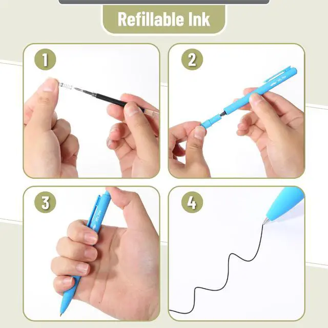 Alt view image 4 of 7 - Retractable Gel Pens, 12 Pack, Black Ink, Fine Point 0.5mm
