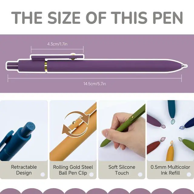 Alt view image 3 of 7 - 6 Pcs Color Pens for Journaling 0.5mm Fine Point Colored Gel Ink Pen, Smooth Writing Colorful Pens for Note Taking, Gift Set for Women & Men (6 Pcs Vintage Gold)