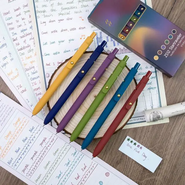 Alt view image 6 of 7 - 6 Pcs Color Pens for Journaling 0.5mm Fine Point Colored Gel Ink Pen, Smooth Writing Colorful Pens for Note Taking, Gift Set for Women & Men (6 Pcs Vintage Gold)