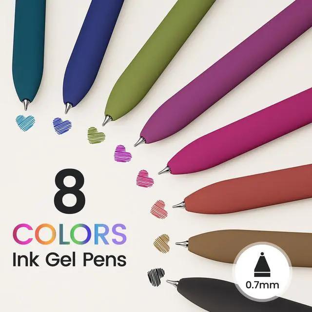 Alt view image 2 of 7 - 8 Pcs Colored Gel Pens with Fidget, Vintage Color Ink No Smudge
