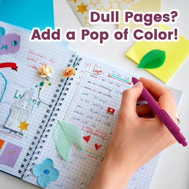 Alt view image 6 of 7 - 8 Pcs Colored Gel Pens with Fidget, Vintage Color Ink No Smudge