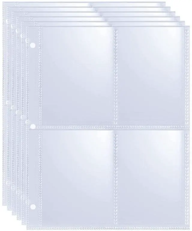 Main image of 50 Pack 400 Pockets 2.5x3.5 Trading Card Sleeves,A5 Binder 4 Pocket Card Sleeves,Double-Sided 4 Pocket 6.1x7.6 Page Protector,Ultra-Clear Game Card Sheets for A5 Mini 3 Ring Binder