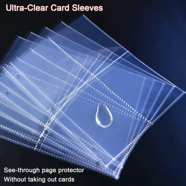Alt view image 7 of 7 - 50 Pack 400 Pockets 2.5x3.5 Trading Card Sleeves,A5 Binder 4 Pocket Card Sleeves,Double-Sided 4 Pocket 6.1x7.6 Page Protector,Ultra-Clear Game Card Sheets for A5 Mini 3 Ring Binder