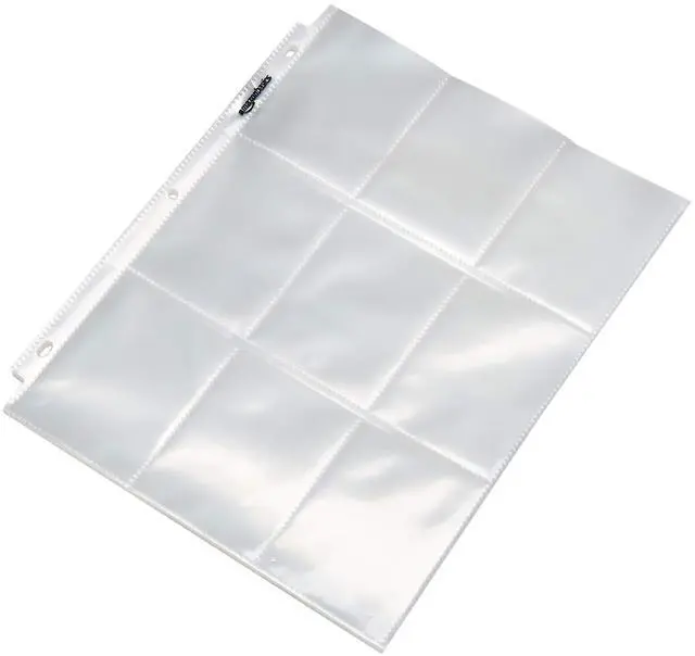 Main image of 9-Sleeve Trading Card Protectors Binder Sheet for Storage and Protection, Top Loading, Transparent, 100-Pack