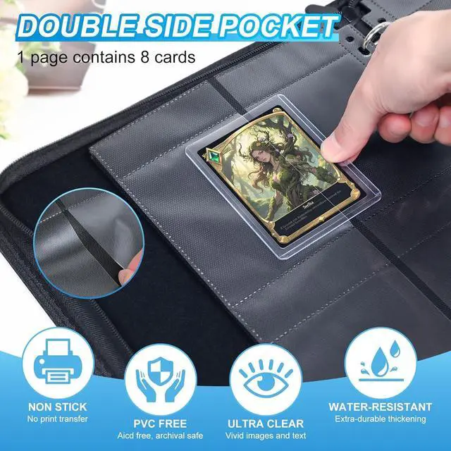 Alt view image 6 of 7 - Top Loader Sleeves 4 Pocket, 20 Pack Toploader Binder Pages for 3x4 Baseball Card Protectors, 160 Pockets Trading Card Sleeves Binder Sheets, Hard Plastic Card Storage Sleeves for 3 Ring Binder