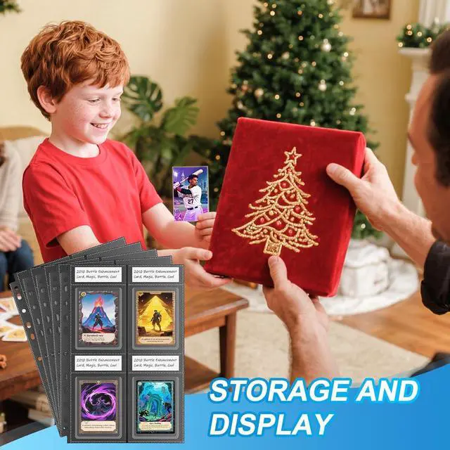 Alt view image 7 of 7 - Top Loader Sleeves 4 Pocket, 20 Pack Toploader Binder Pages for 3x4 Baseball Card Protectors, 160 Pockets Trading Card Sleeves Binder Sheets, Hard Plastic Card Storage Sleeves for 3 Ring Binder
