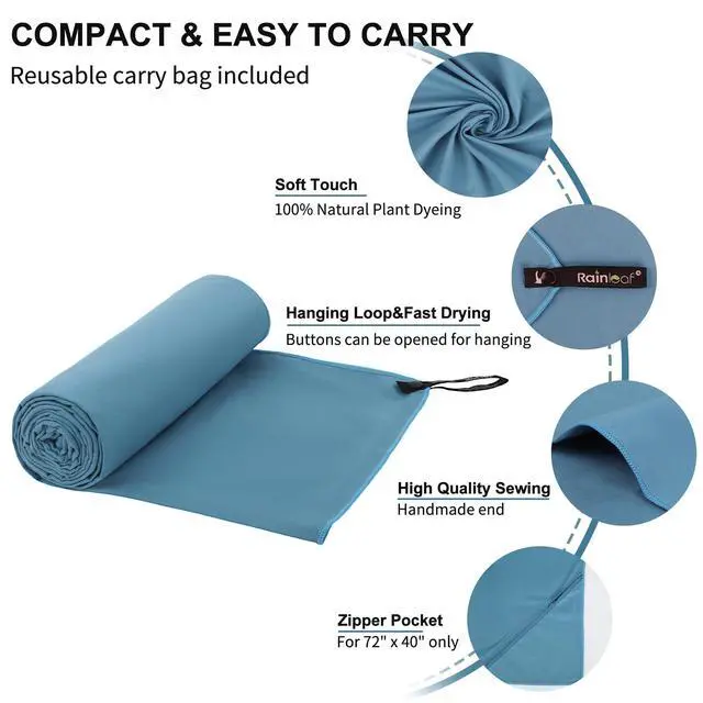 Alt view image 3 of 7 - Microfiber Towel Quick Dry Camping & Travel & Gym Towel. Compact