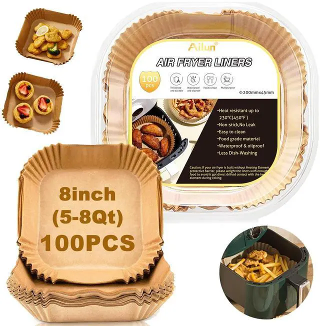 Main image of 100PCS Square Air Fryer Paper Liners 8 Inch,for 5-8 QT Air Fryer