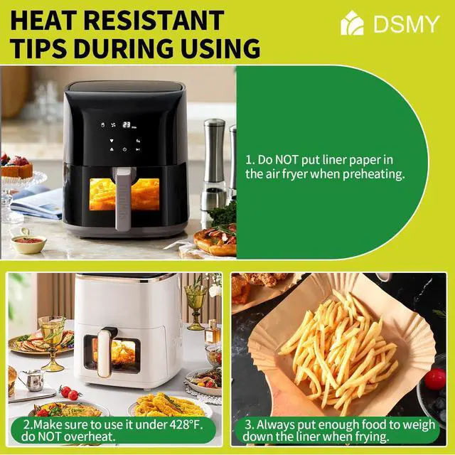 Alt view image 3 of 7 - 150 PCS Air Fryer Disposable Paper Liners,8 Inch Square Parchment Disposable Paper Liner for 5-8QT Air Fryer,Baking, Roasting and Microwave, Non-Stick Airfryer Accessories