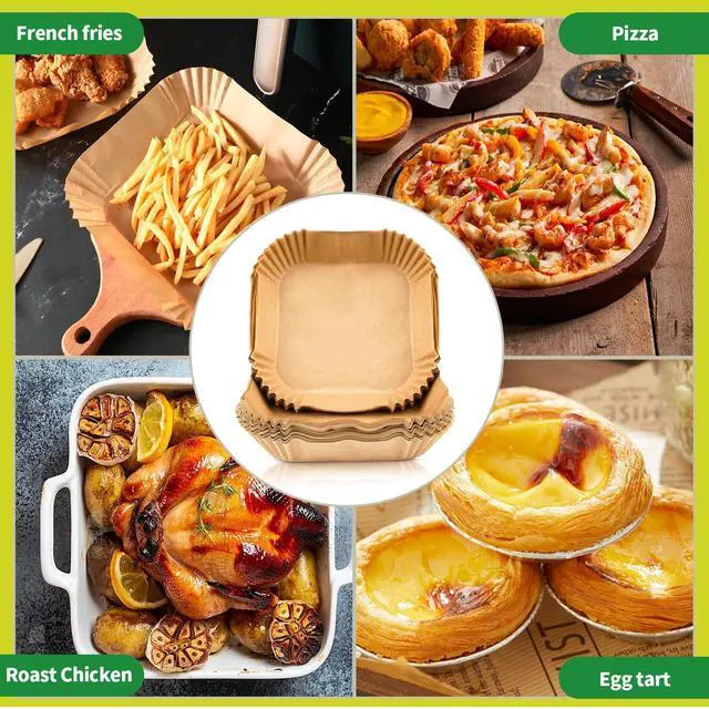 Alt view image 6 of 7 - 150 PCS Air Fryer Disposable Paper Liners,8 Inch Square Parchment Disposable Paper Liner for 5-8QT Air Fryer,Baking, Roasting and Microwave, Non-Stick Airfryer Accessories